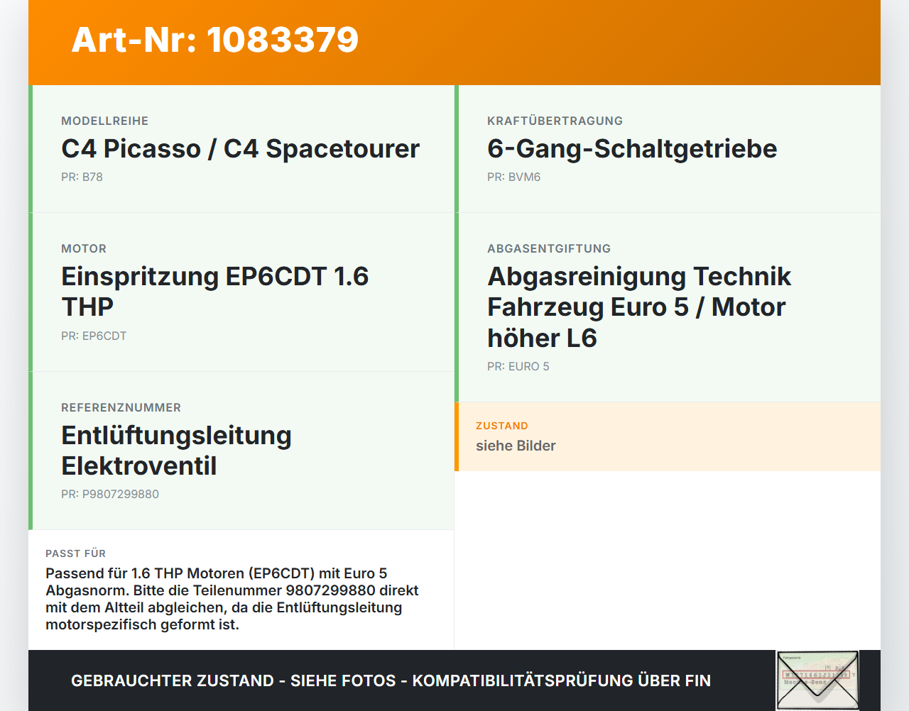 Citroen C4 Picasso II 13-16 THP 1,6 115KW Tankentlüftungsventil Ventil Citroen C4 Picasso II 13-16 24.09.2013... Vorschau 3