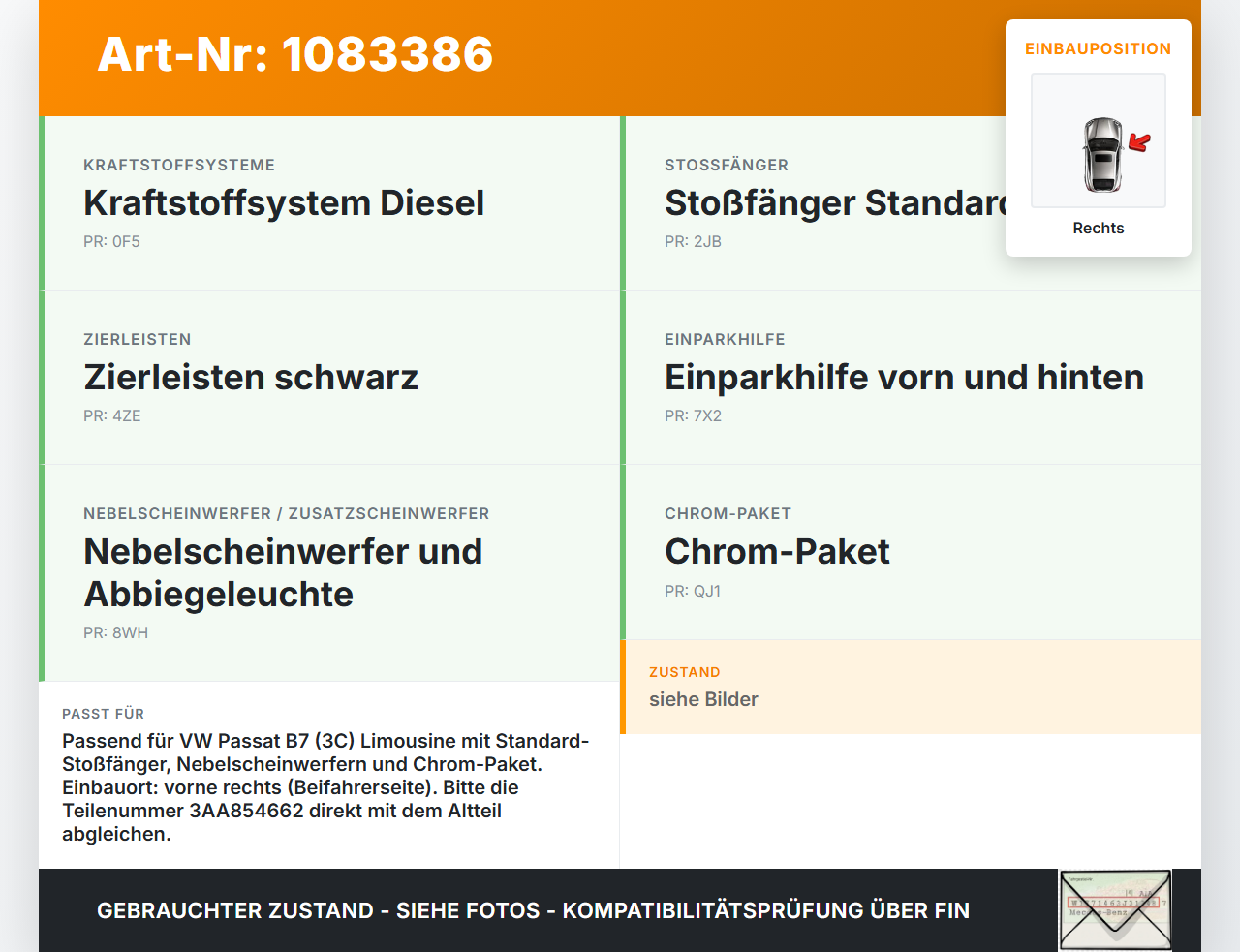 VW Passat 3C B7 10-14 Frontblende Frontleiste Stoßstange Nebelscheinwerfer Rechts VW Passat 3C B7 10-14 22.02.2014... Vorschau 3