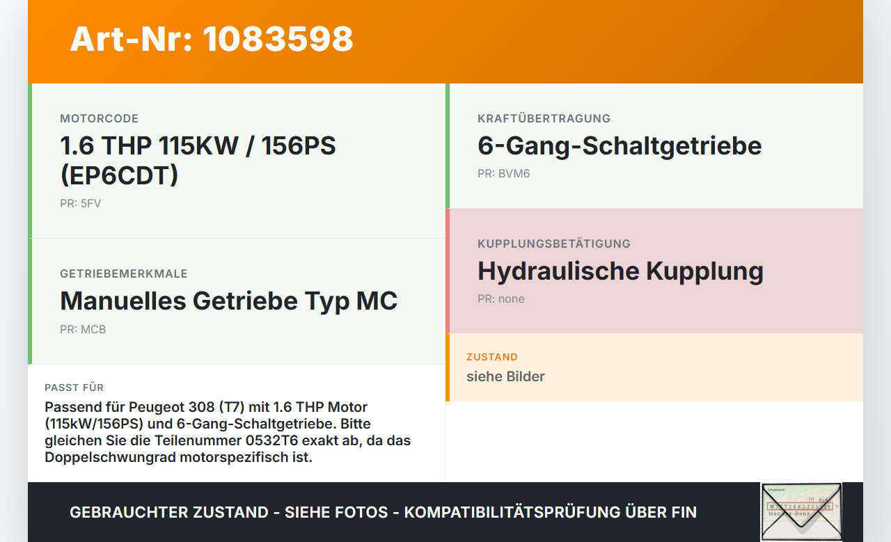 Peugeot 308 CC 07-11 THP 1,6 115KW 5FV Schwungscheibe Schwungrad Peugeot 308 CC 07-11 26.01.2011 0532T6 9685772280... Vorschau 3