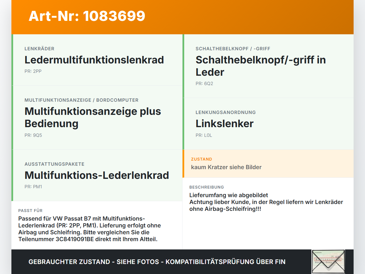 VW Passat 3C B7 10-14 Lenkrad ohne Airbag VW Passat 3C B7 10-14 22.02.2014 3C8419091BE 3C8419091BEE74... Vorschau 3