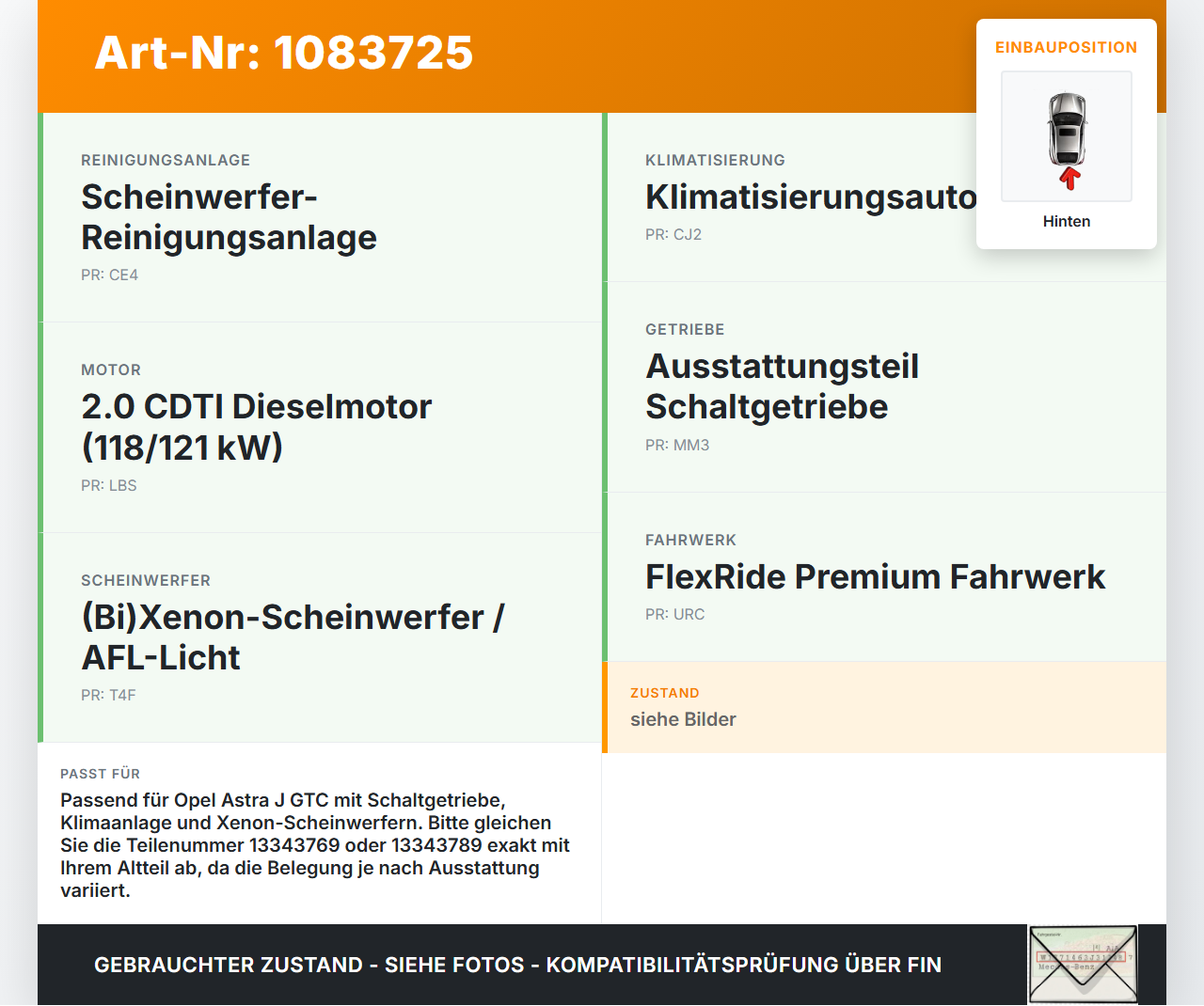Opel Astra J GTC 11-18 CDTi 2,0 121KW Sicherungskasten Zentralelektrik Relais Hinten Opel Astra J GTC 11-18... Vorschau 3