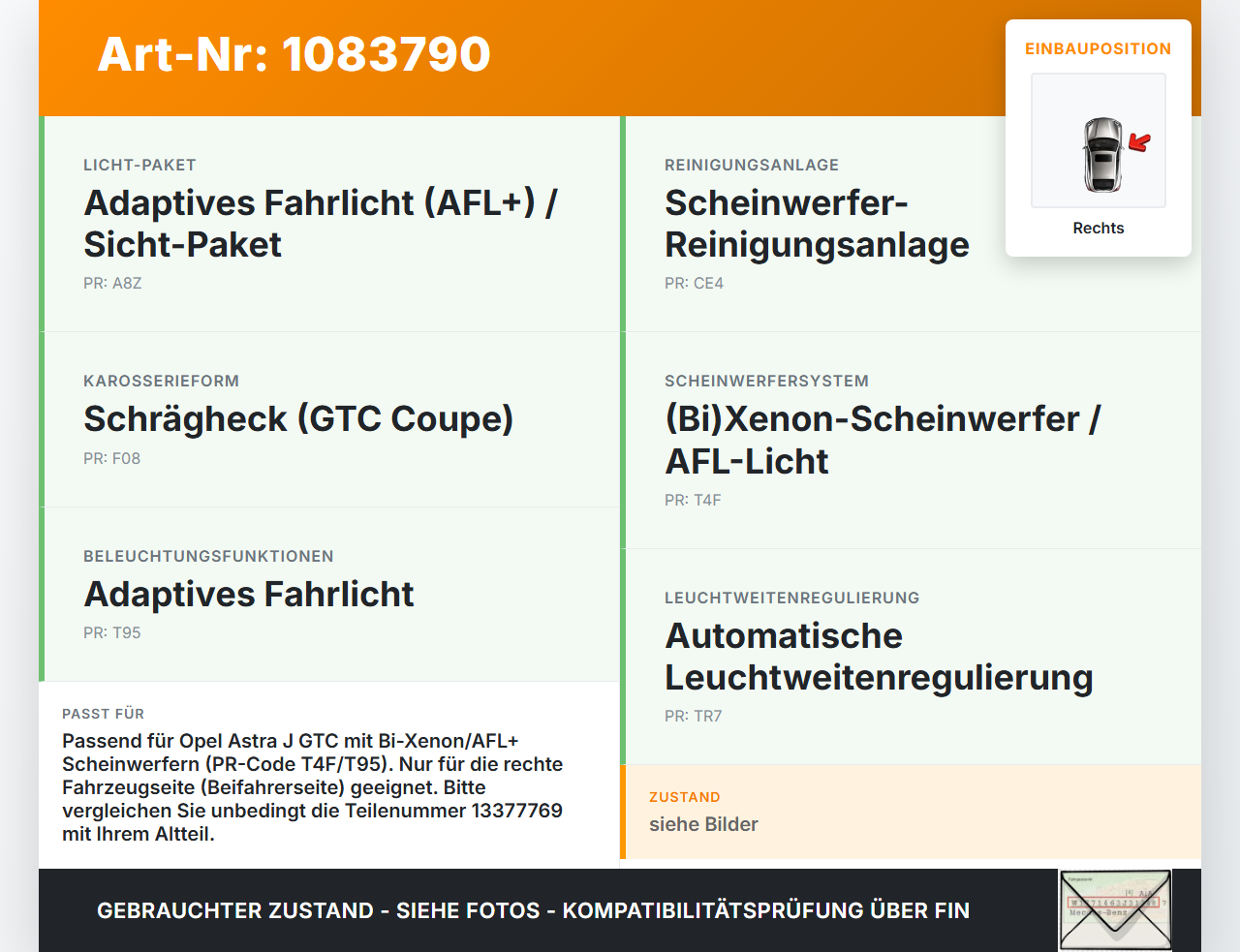 Opel Astra J GTC 11-18 Xenon Vorschaltgerät Rechts Opel Astra J GTC 11-18 16.11.2011 13377769 130732931600... Vorschau 3