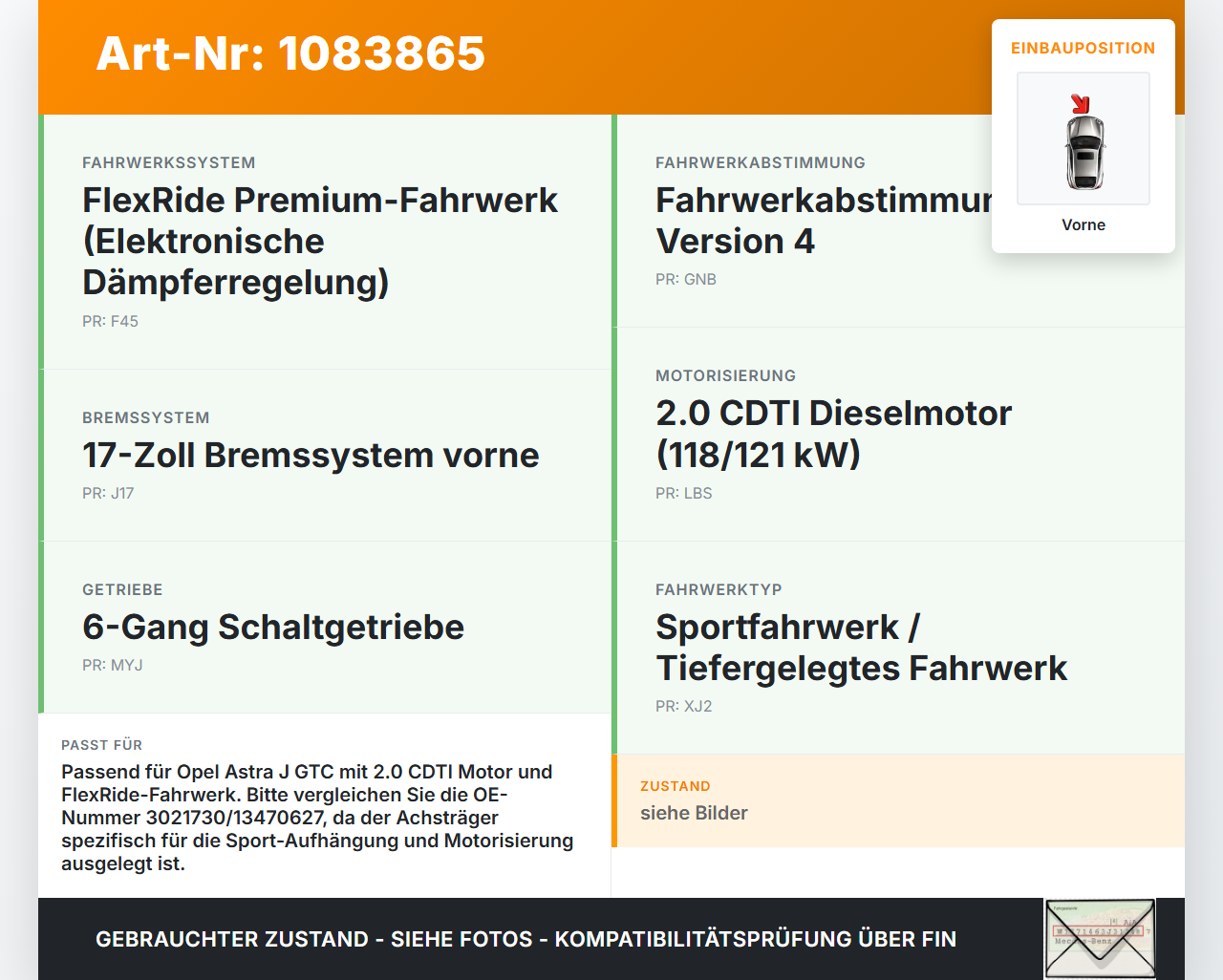 Opel Astra J GTC 11-18 CDTi 2,0 121KW Achsträger Vorderachse Vorne Opel Astra J GTC 11-18 16.11.2011 13370472... Vorschau 3