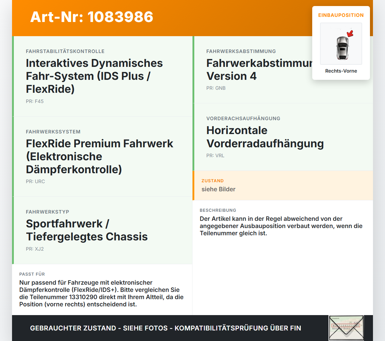 Opel Astra J GTC 11-18 Sensor IDS+ CDC für Fahrwerk Rechts Vorne Opel Astra J GTC 11-18 16.11.2011 13310290... Vorschau 3