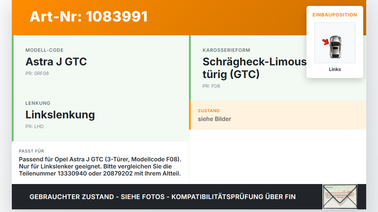 Opel Astra J GTC 11-18 3 Türer Scharnier für Motorhaube Motorhaubenscharnier Links Opel Astra J GTC 11-18... Vorschau 3