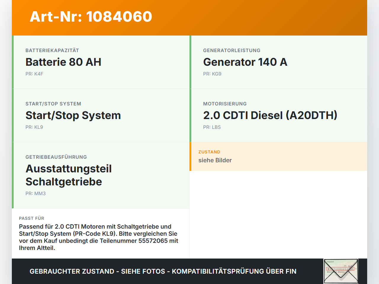 Opel Astra J GTC 11-18 CDTi 2,0 121KW Anlasser Starter Opel Astra J GTC 11-18 16.11.2011 55572065 1202216 gebraucht Vorschau 3