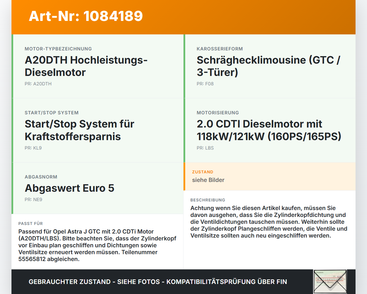 Opel Astra J GTC 11-18 CDTi 2,0 121KW A20DTH Zylinderkopf Motor Zylinderkopfgehäuse mit Ventilen Opel Astra J GTC... Vorschau 3