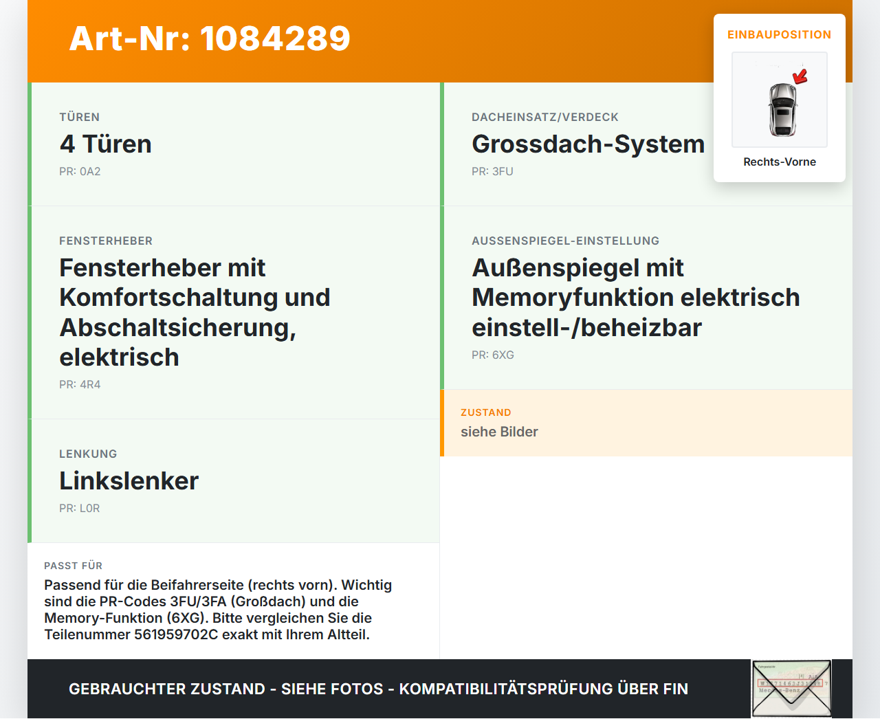 VW Golf 5 V Variant 1K5 03-09 Kombi Fensterhebermotor Stellmotor Fensterheber Rechts Vorne VW Golf 5 V Variant 1K5... Vorschau 3
