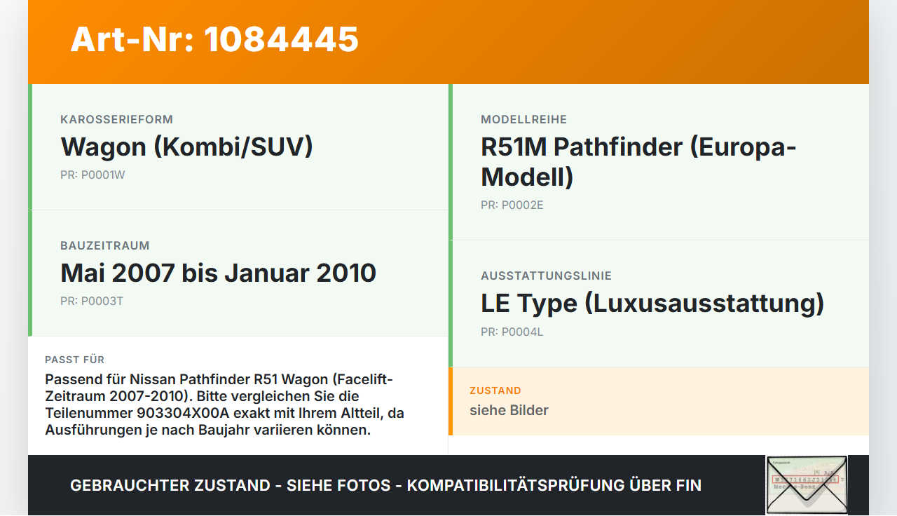 Nissan Pathfinder R51 05-10 Heckklappenschloss Schloss Heckklappe Verriegelung Nissan Nissan Pathfinder R51 05-10... Vorschau 3