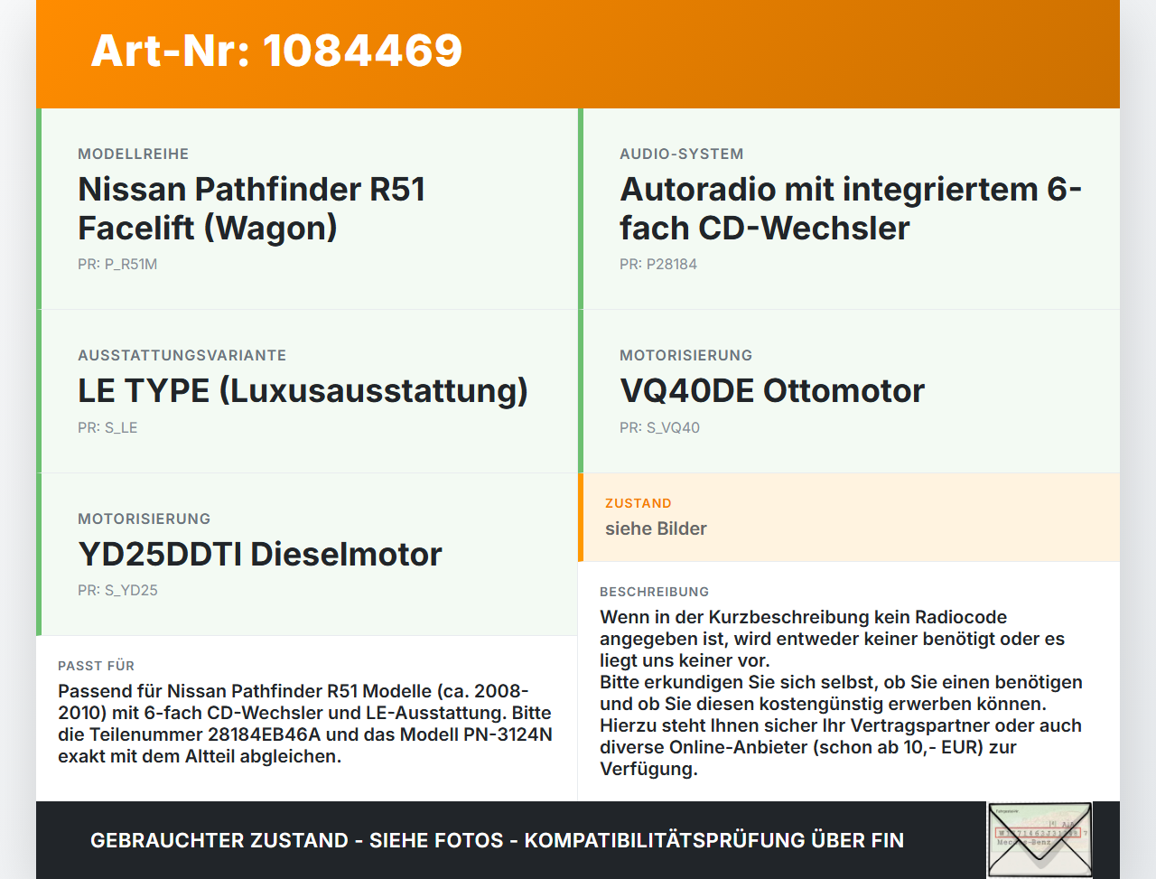Nissan Pathfinder R51 05-10 Autoradio CD-Radio Radio CD Player CD-Wechsler 6-fach Bluetooth Nissan Nissan... Vorschau 3