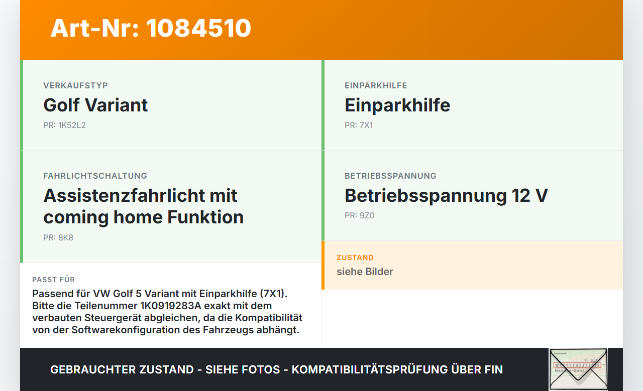 VW Golf 5 V Variant 1K5 03-09 Steuergerät ECU Modul SG Einparkhilfe PDC RB4 VW Golf 5 V Variant 1K5 03-09... Vorschau 3