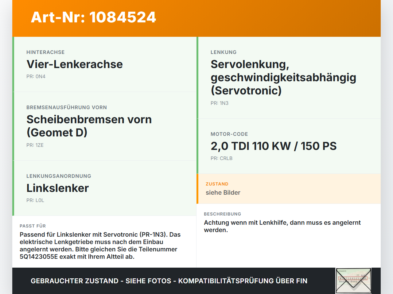 Audi A3 8V 12-16 Lenkgetriebe Servolenkung Servomotor Elektromotor Audi A3 8V 12-16 17.06.2016 5Q1423055E... Vorschau 3