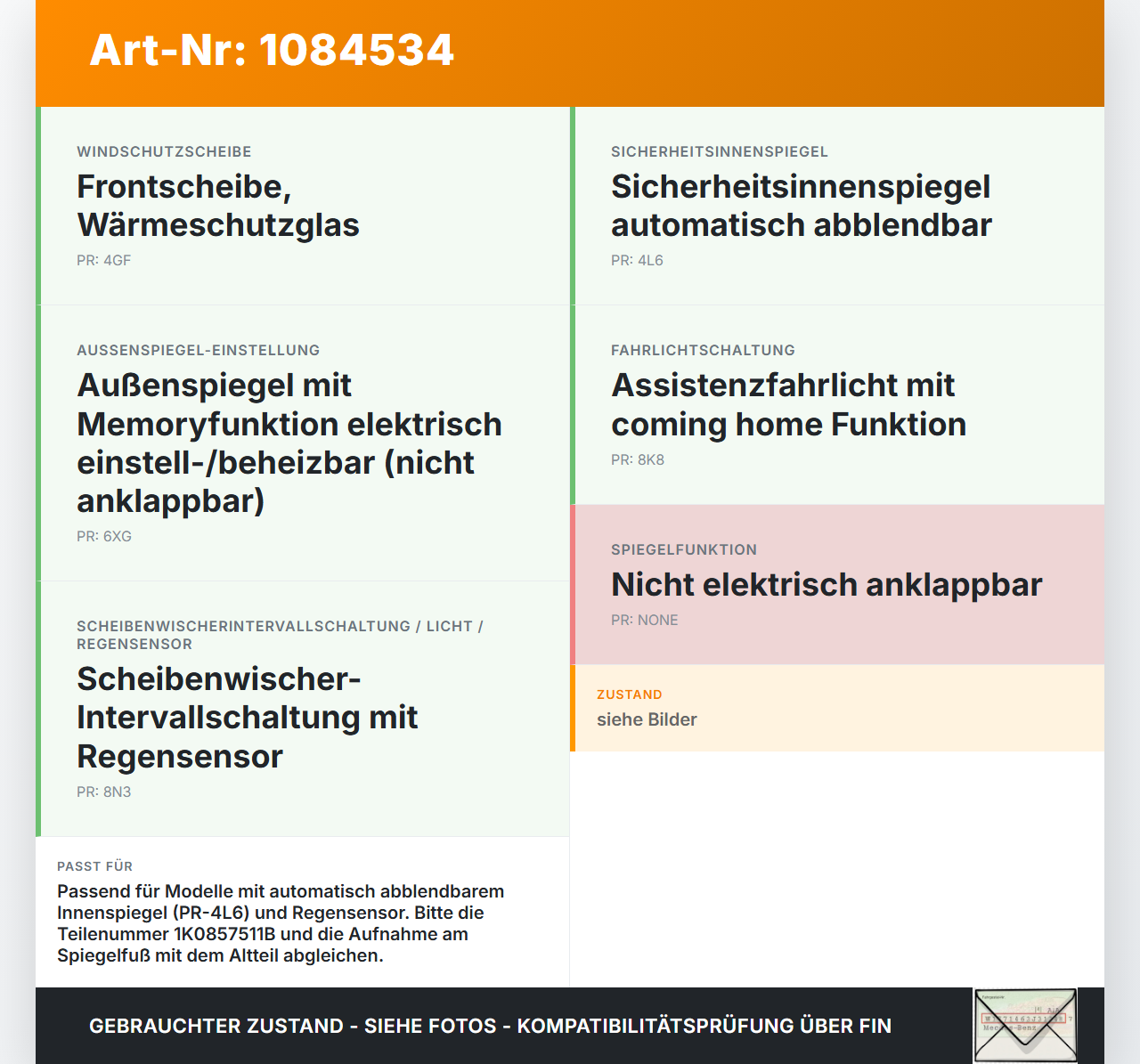 VW Golf 5 V Variant 1K5 03-09 Innenspiegel Rückspiegel Innenabblendbar Spiegel Innen VW Golf 5 V Variant 1K5 03-09... Vorschau 3