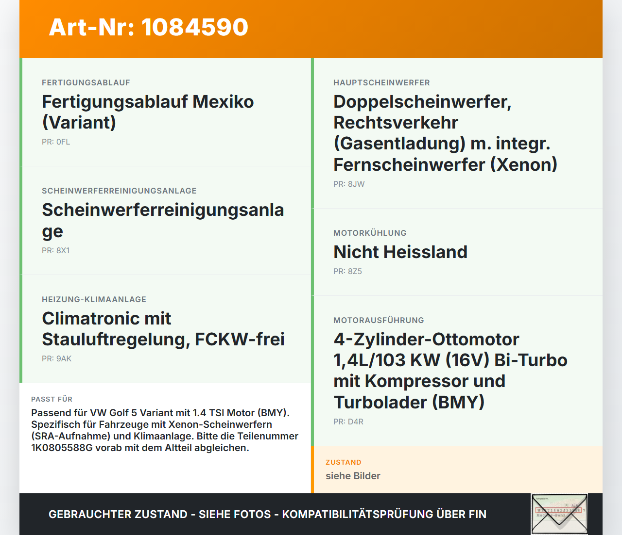 VW Golf 5 V Variant 1K5 03-09 TSI 1,4 59KW Schlossträger Frontmaske Träger VW Golf 5 V Variant 1K5 03-09 13.12.2007... Vorschau 3