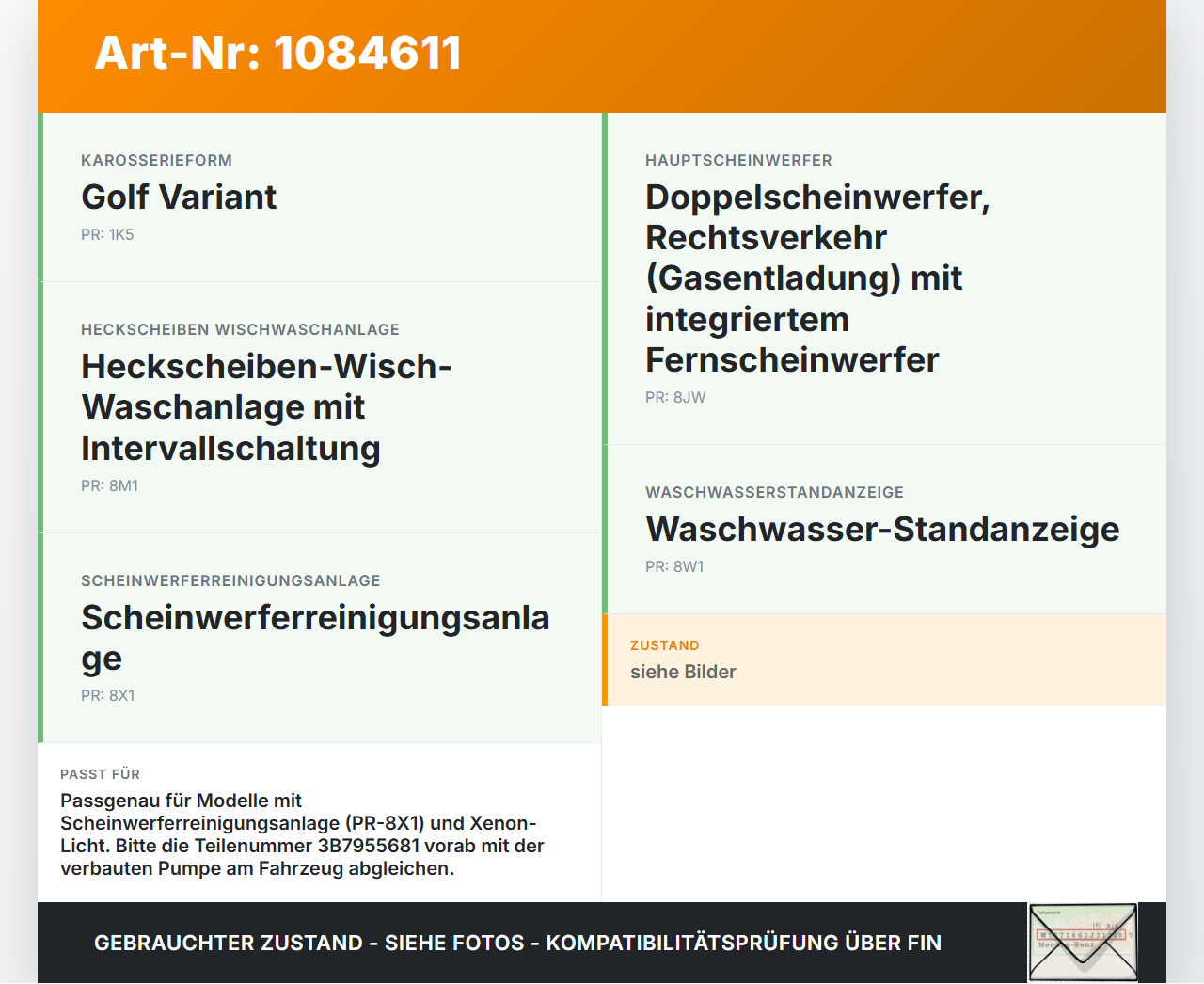 VW Golf 5 V Variant 1K5 03-09 Waschwasserpumpe Wischwasserpumpe Waschpumpe Vo. VW Golf 5 V Variant 1K5 03-09... Vorschau 3