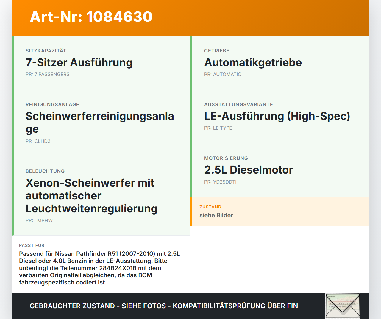 Nissan Pathfinder R51 05-10 Steuergerät Komfort SG BCM Body Control Nissan Nissan Pathfinder R51 05-10 29.09.2008... Vorschau 3