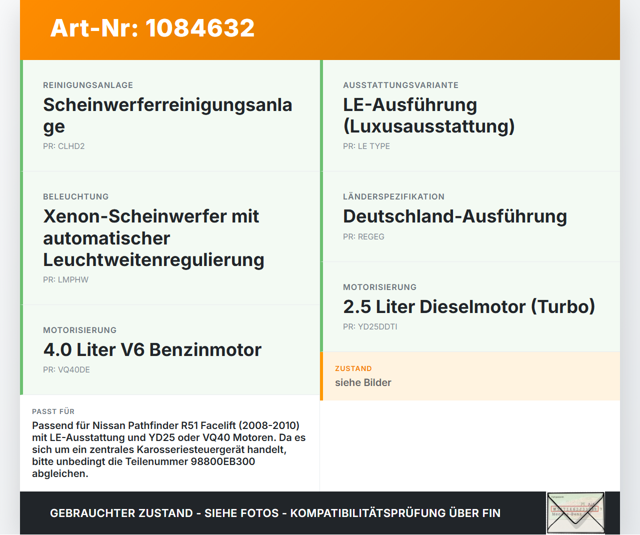 Nissan Pathfinder R51 05-10 Steuergerät ECU Modul SG Karosseriesteuergerät Nissan Nissan Pathfinder R51 05-10... Vorschau 3
