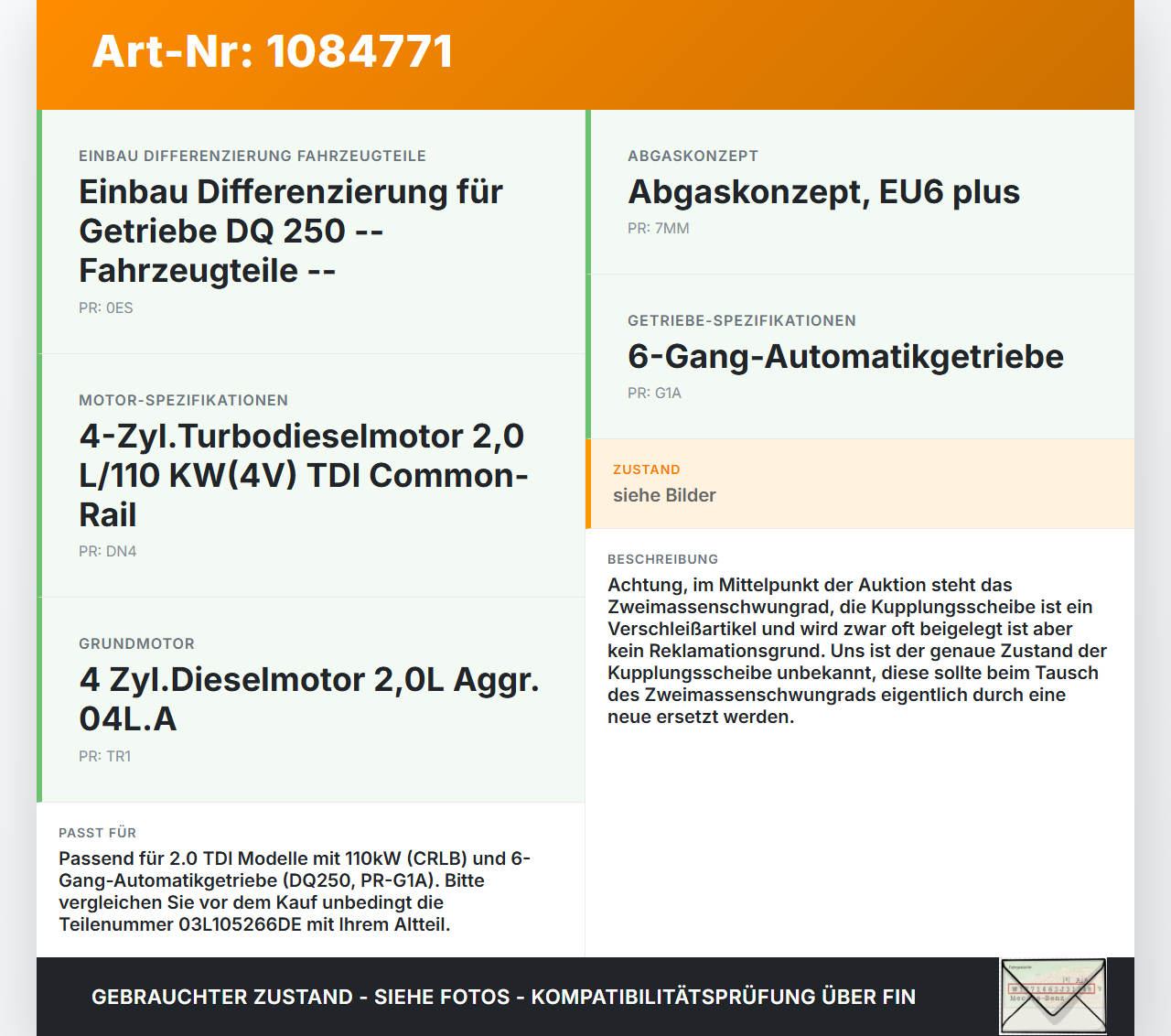 Audi A3 8V 12-16 TDI 2,0 110KW CRLB Zweimassenschwungrad Schwungrad ZMS Audi A3 8V 12-16 17.06.2016 03L105266DE... Vorschau 3