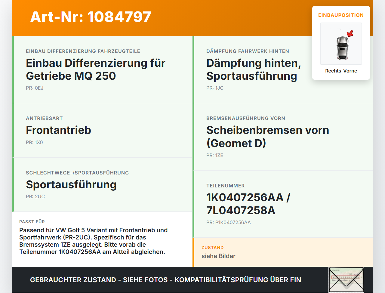 VW Golf 5 V Variant 1K5 03-09 TSI 1,4 59KW Achsschenkel Radnabe mit ABS Rechts Vorne VW Golf 5 V Variant 1K5 03-09... Vorschau 3