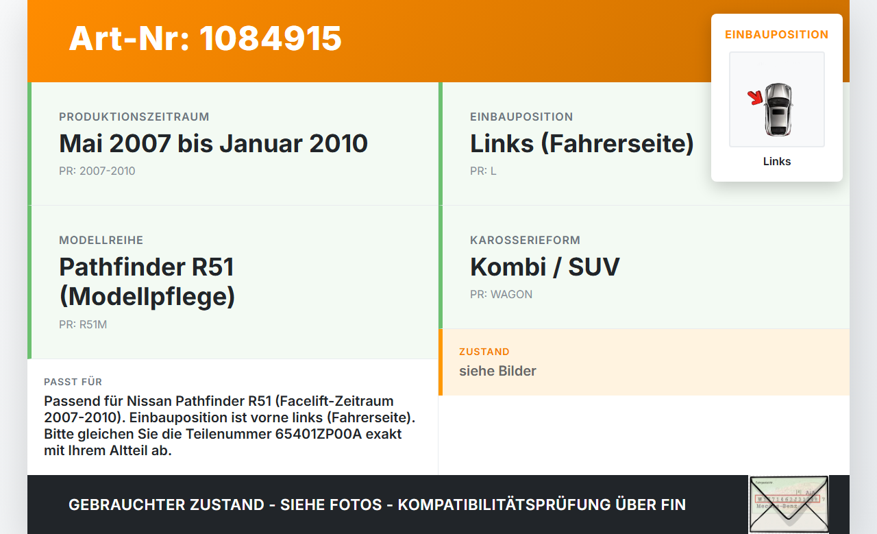 Nissan Pathfinder R51 05-10 Scharnier für Motorhaube Motorhaubenscharnier Links Nissan Nissan Pathfinder R51 05-10... Vorschau 3