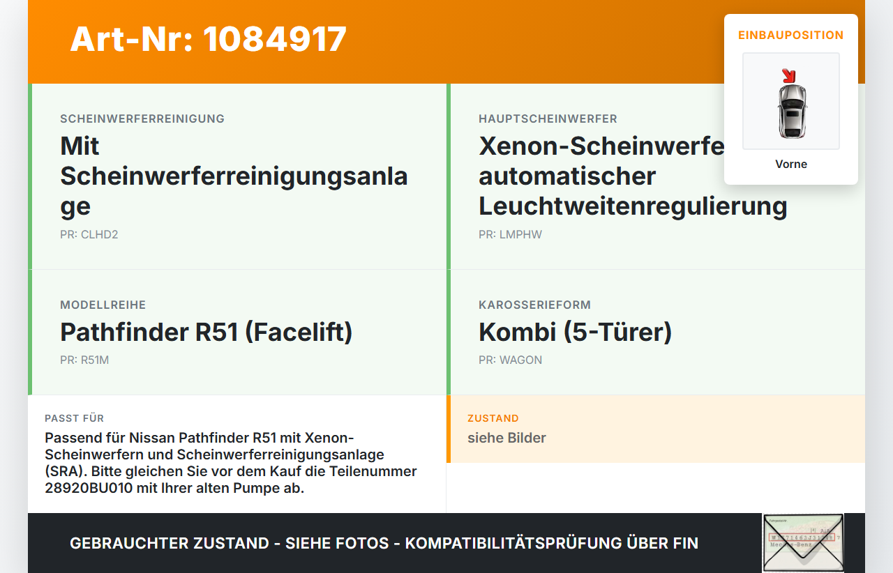 Nissan Pathfinder R51 05-10 Waschwasserpumpe Wischwasserpumpe Waschpumpe Vorne Nissan Nissan Pathfinder R51 05-10... Vorschau 3