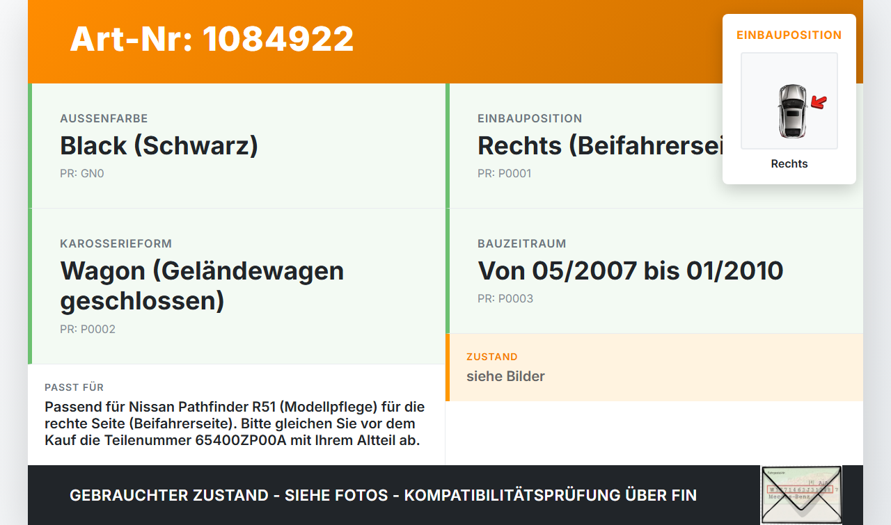 Nissan Pathfinder R51 05-10 Scharnier für Motorhaube Motorhaubenscharnier Rechts Nissan Nissan Pathfinder R51 05-10... Vorschau 3