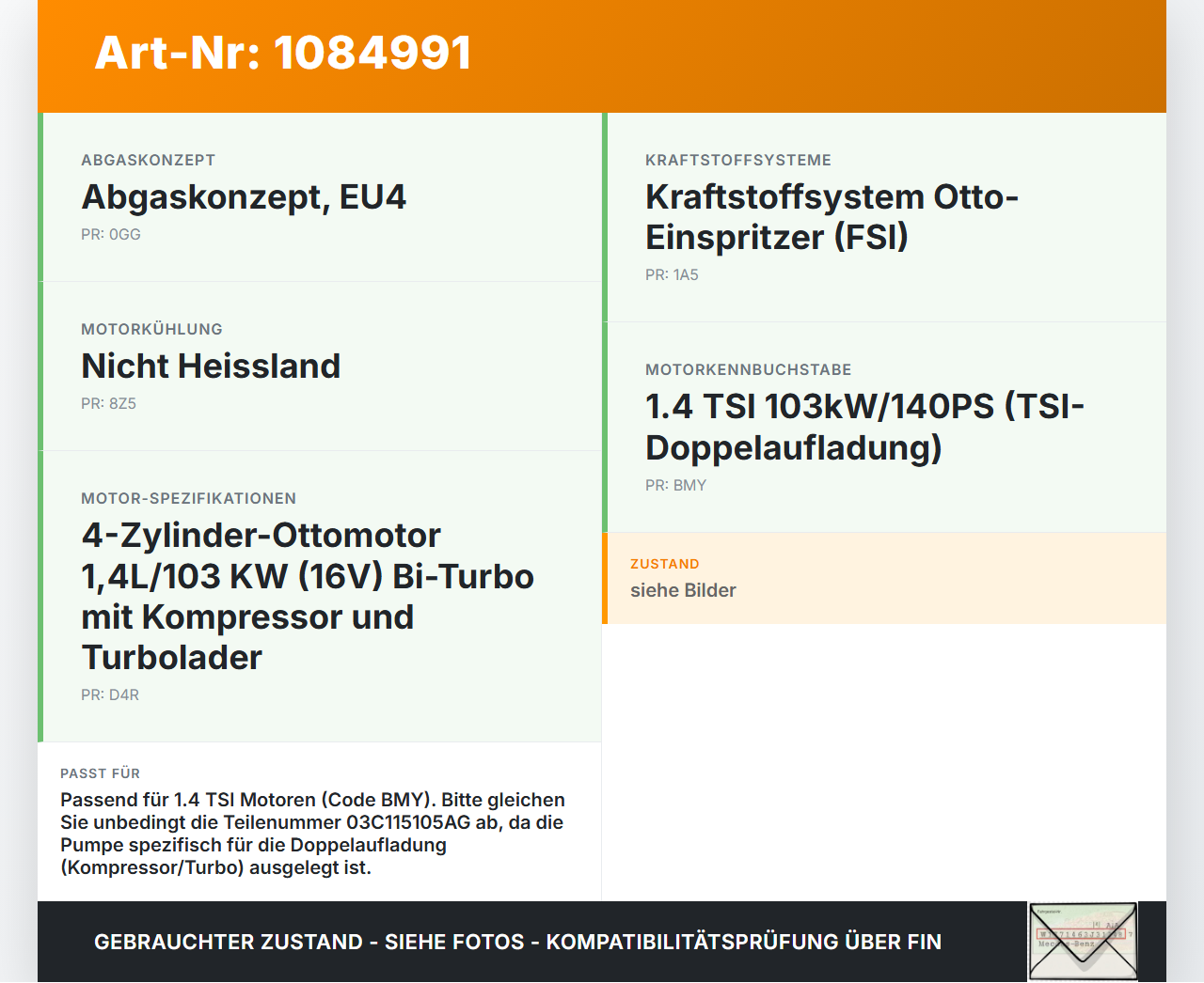 VW Golf 5 V Variant 1K5 03-09 TSI 1,4 59KW BMY Ölpumpe VW Golf 5 V Variant 1K5 03-09 13.12.2007 03C115105AG... Vorschau 3