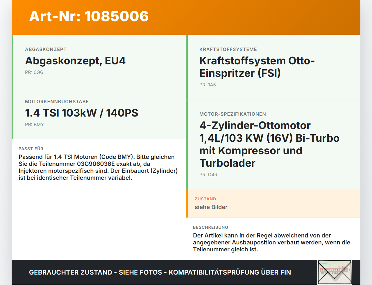 VW Golf 5 V Variant 1K5 03-09 TSI 1,4 59KW Injektor Einspritzdüse Zyl.3 VW Golf 5 V Variant 1K5 03-09 13.12.2007... Vorschau 3