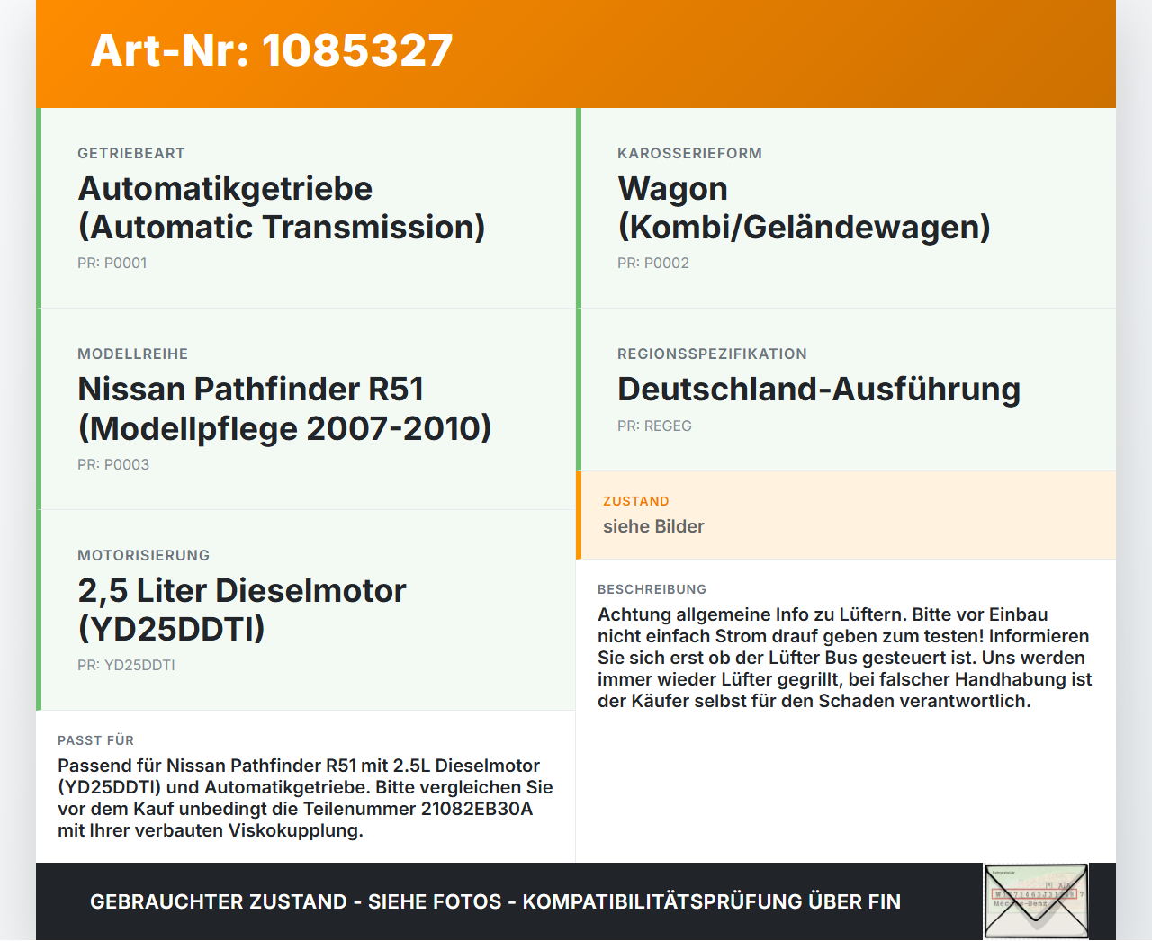 Nissan Pathfinder R51 05-10 dCi 2,5 126KW Viskokupplung Visco Kupplung ohne Lüfterrad Nissan Nissan Pathfinder R51... Vorschau 3