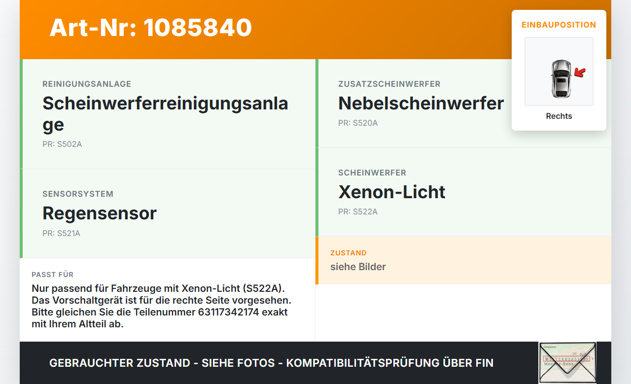 BMW X1 E84 X18D 09-12 Xenon Vorschaltgerät Rechts BMW X1 E84 X18D 09-12 21.01.2015 7342174 63117342174 L90028076... Vorschau 3