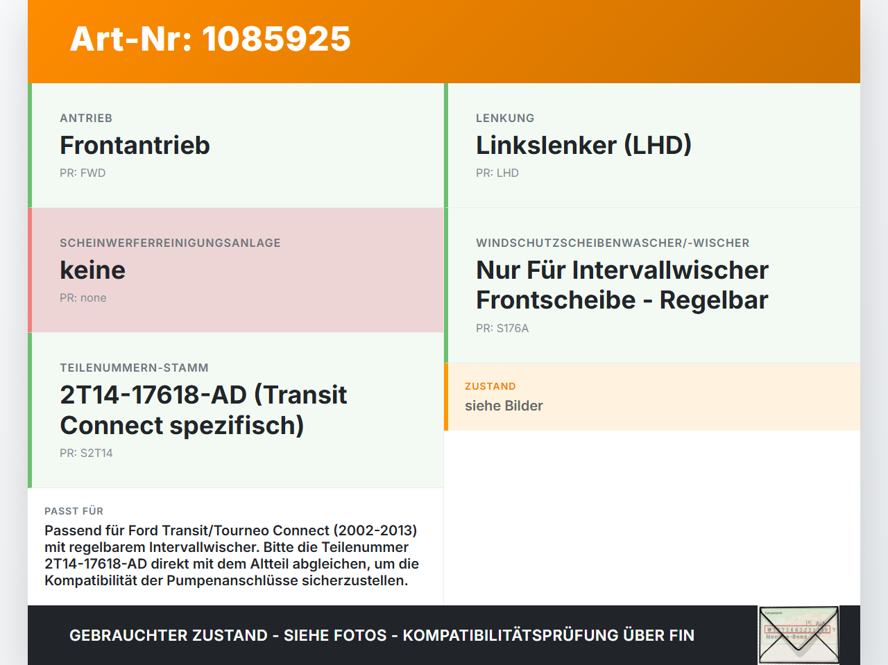 Ford Transit/Tourneo Connect 09-13 TDCi 1,8 55KW Waschwasserbehälter Wasserbehälter Wischwasserbehälter Ford... Vorschau 3