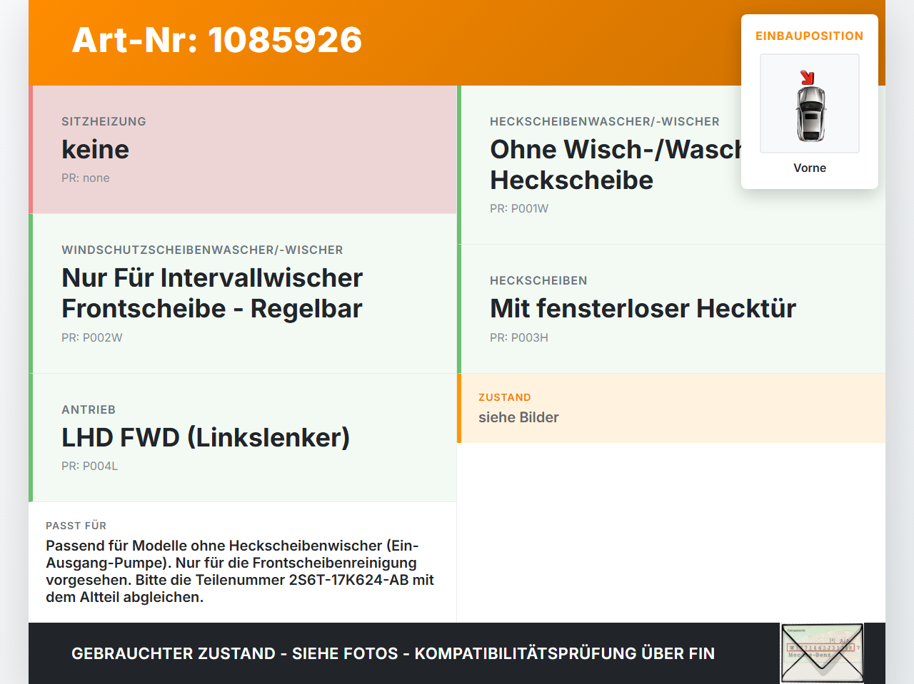 Ford Transit/Tourneo Connect 09-13 Waschwasserpumpe Wischwasserpumpe Waschpumpe Vorne Ford Transit/Tourneo Connect... Vorschau 3