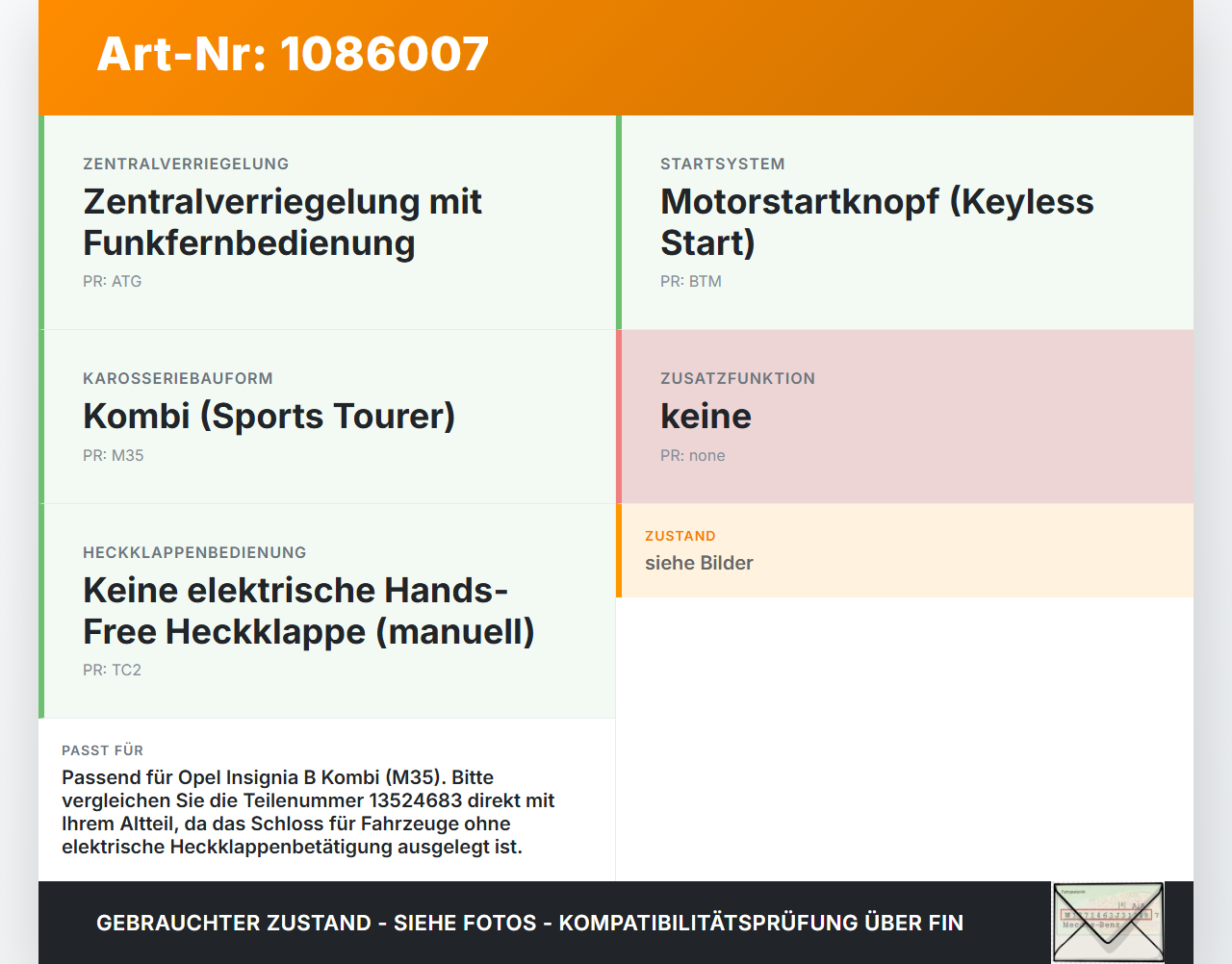 Opel Insignia B Z18 17-20 Kombi Schloss f. Heckklappe Heckklappenschloss Verriegelung Opel Insignia B Z18 17-20... Vorschau 3