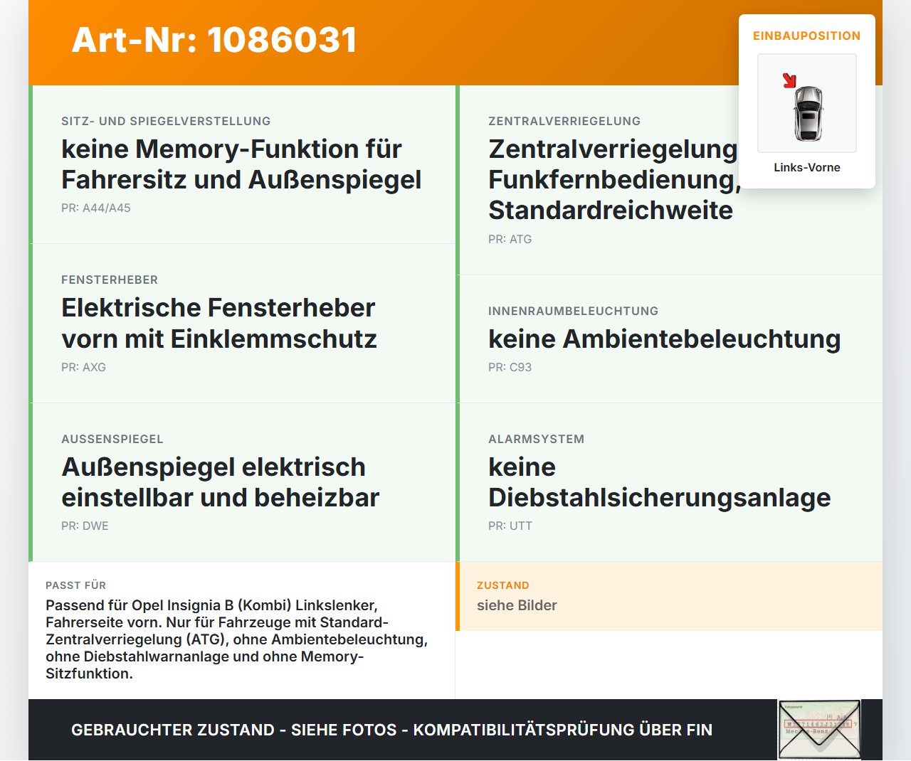 Opel Insignia B Z18 17-20 Kombi Kabelbaum für Tür und Fensterheber Links Vorne Opel Insignia B Z18 17-20 28.05.2019... Vorschau 3