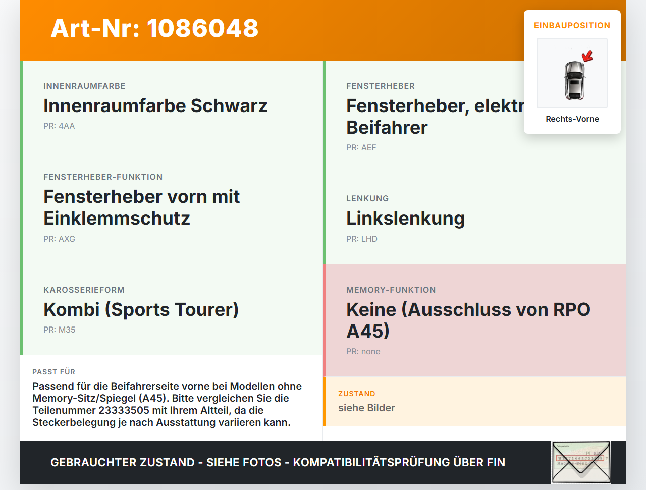 Opel Insignia B Z18 17-20 Kombi Fensterheberschalter Schalter Rechts Vorne Opel Insignia B Z18 17-20 28.05.2019... Vorschau 3
