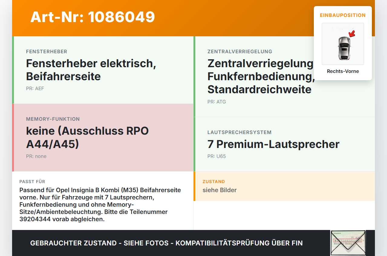 Opel Insignia B Z18 17-20 Kombi Kabelbaum für Tür und Fensterheber Rechts Vorne Opel Insignia B Z18 17-20... Vorschau 3