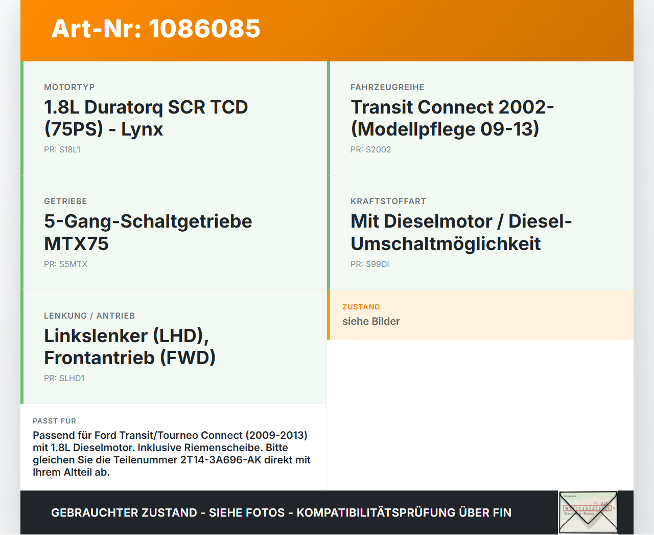 Ford Transit/Tourneo Connect 09-13 TDCi 1,8 55KW Servopumpe Hydraulikpumpe Lenkung Ford Transit/Tourneo Connect... Vorschau 3