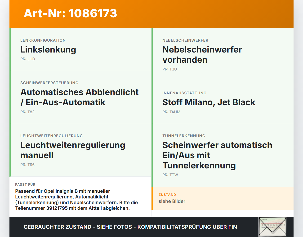 Opel Insignia B Z18 17-20 Lichtschalter Schalter Opel Insignia B Z18 17-20 28.05.2019 39121795 gebraucht Vorschau 3