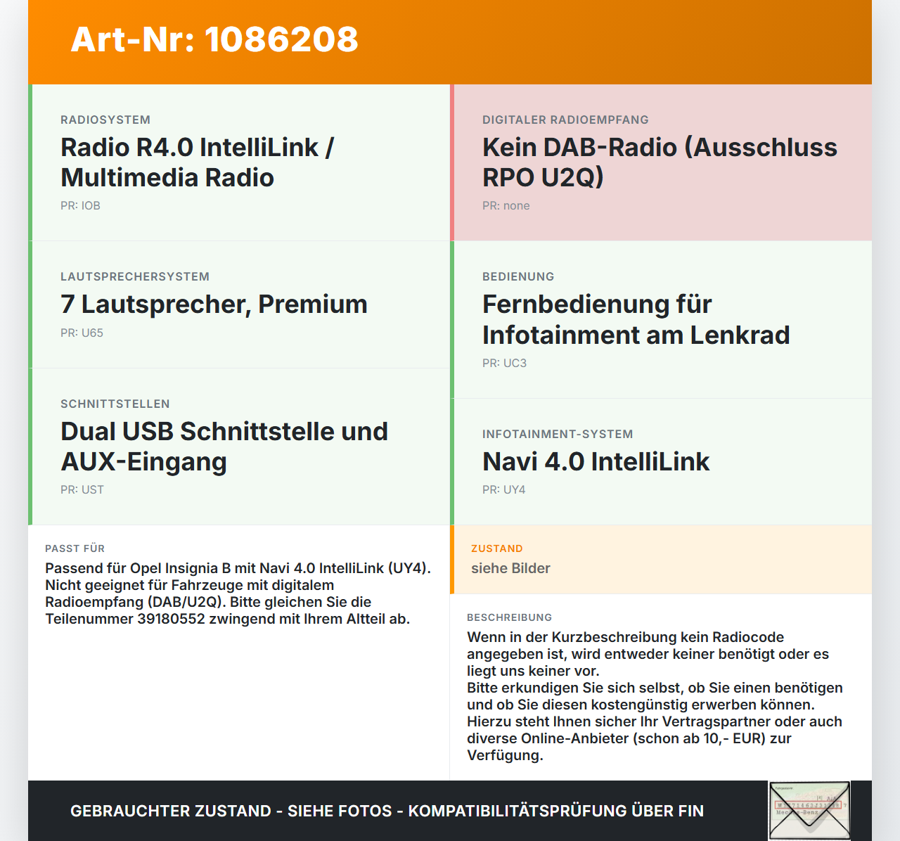 Opel Insignia B Z18 17-20 Radio ASM Receiver Silverbox LC7S NAvi Opel Insignia B Z18 17-20 28.05.2019 39180552... Vorschau 3