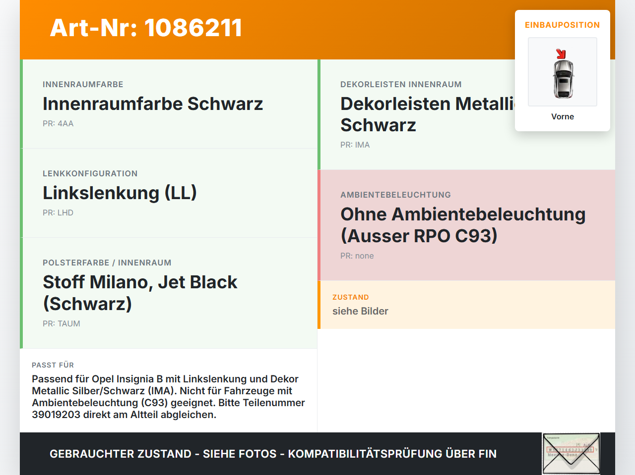 Opel Insignia B Z18 17-20 Blende für Armaturenbrett Abdeckung Vorne Mitte Opel Insignia B Z18 17-20 28.05.2019... Vorschau 3