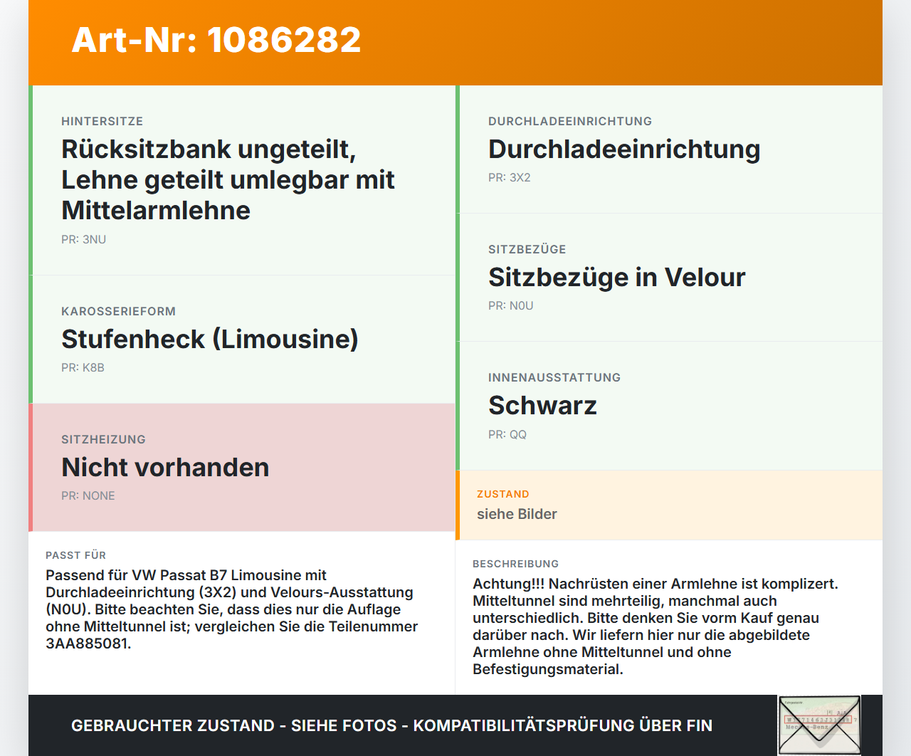 VW Passat 3C B7 10-14 Armlehne Mittelarmlehne Auflage mit Becherhalter für Rücksitzbank VW Passat 3C B7 10-14... Vorschau 3