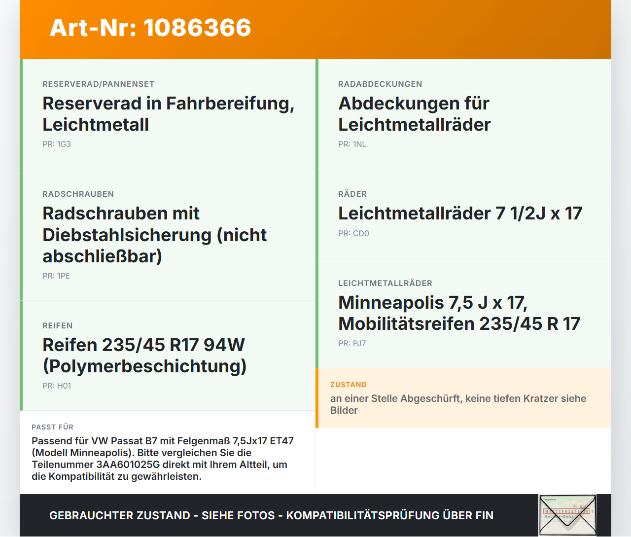 VW Passat 3C B7 10-14 Original Alufelge Alurad Leichtmetallfelge 7,5Jx17 ET47 17 Zoll VW Passat 3C B7 10-14... Vorschau 3