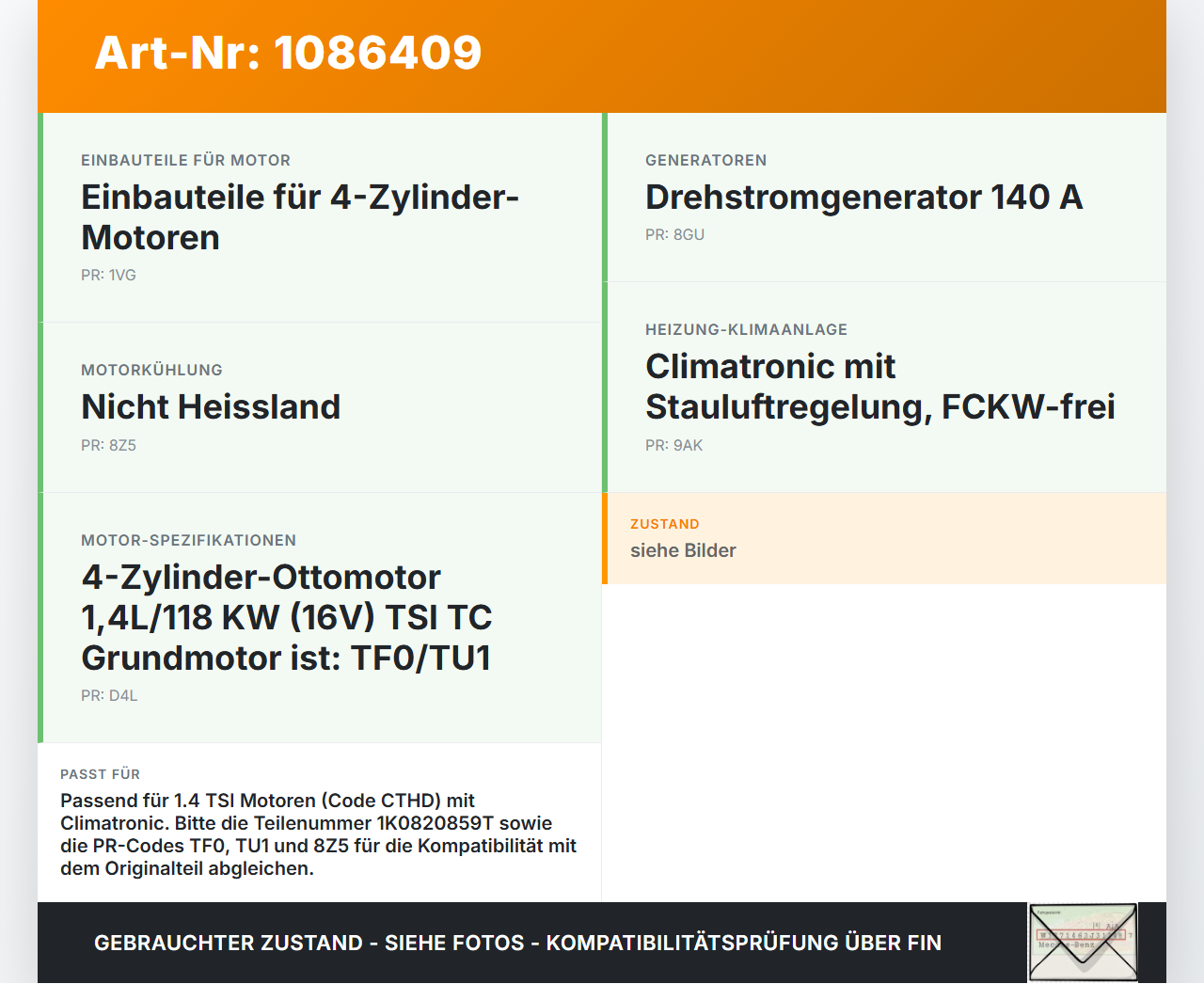 VW Passat 3C B7 10-14 TSI 1,4 90KW Klimakompressor Klima Kompressor Klimapumpe VW Passat 3C B7 10-14 02.01.2014... Vorschau 3