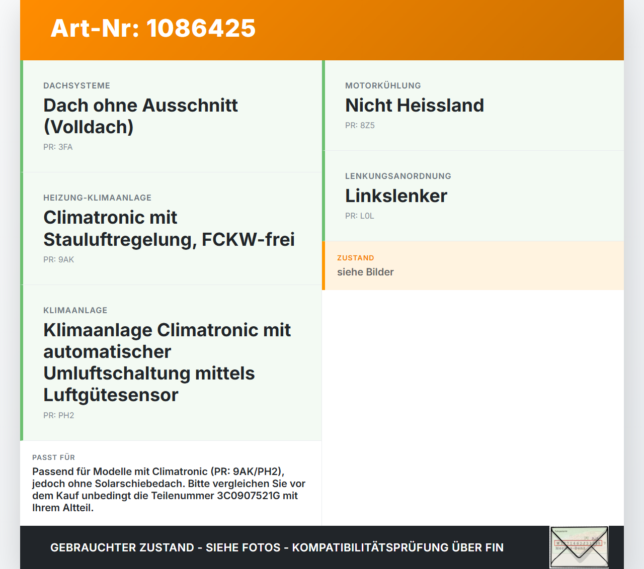 VW Passat 3C B7 10-14 Widerstand Gebläse Lüfter VW Passat 3C B7 10-14 02.01.2014 3C0907521G 3C0907521F F011500081... Vorschau 3