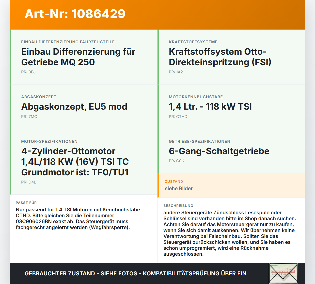 VW Passat 3C B7 10-14 TSI 1,4 90KW Steuergerät ECU für Motor Motorsteuergerät VW Passat 3C B7 10-14 02.01.2014... Vorschau 3