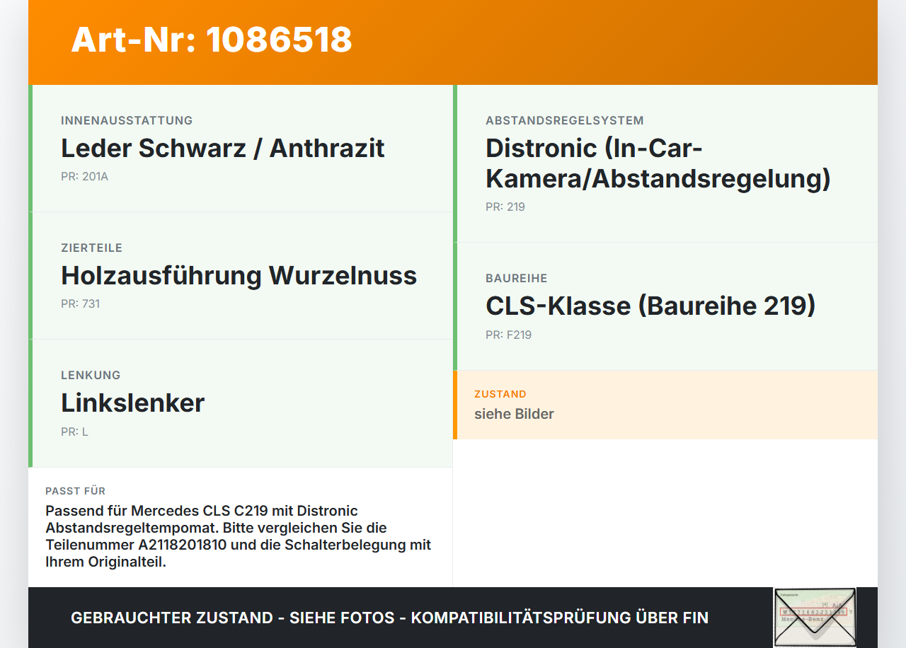 Mercedes C219 CLS 350 08-10 Schalter Distronic Abstandsregeltempomat DTR Bedienelement Mercedes C219 CLS 350 08-10... Vorschau 3