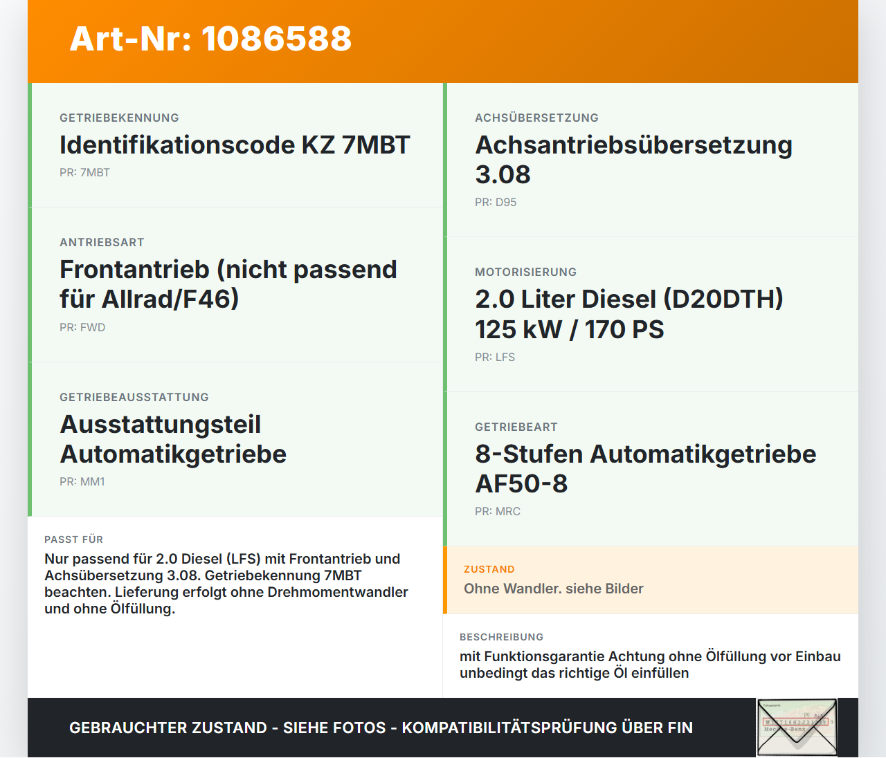Opel Insignia B Z18 17-20 CDTi 2,0 125KW MRC Automatikgetriebe Getriebe ohne Wandler AF50 Opel Insignia B Z18 17-20... Vorschau 3