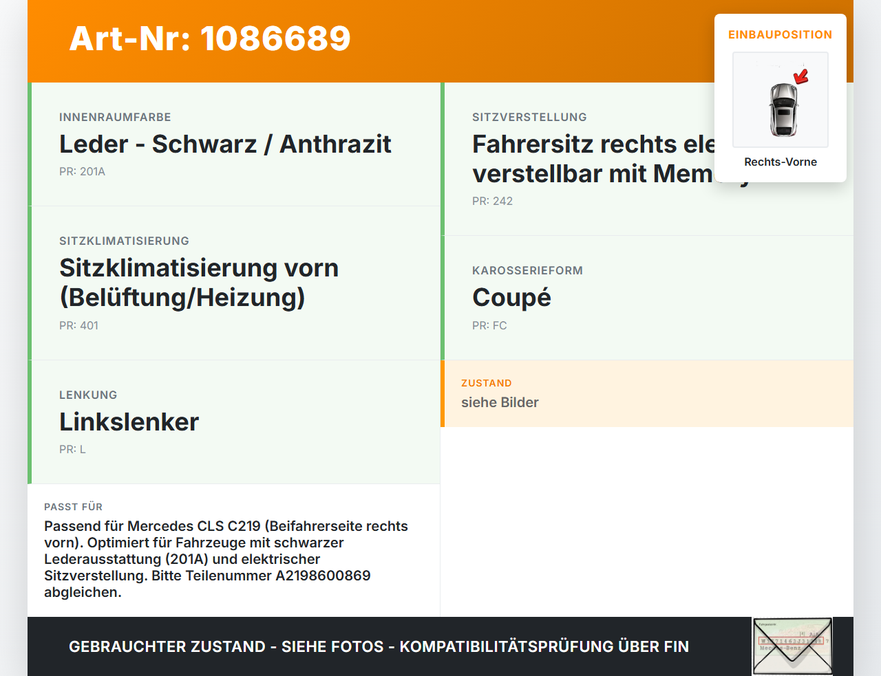 Mercedes C219 CLS 350 08-10 Coupe Gurtstraffer Beifahrer Rechts Vorne Mercedes C219 CLS 350 08-10 07.12.2010... Vorschau 3