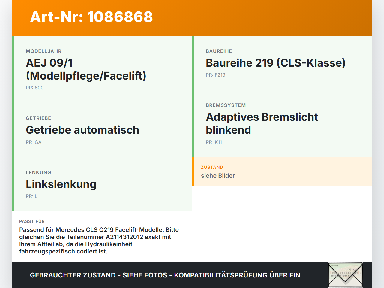 Mercedes C219 CLS 350 08-10 ABS Steuergerät Aggregat Hydraulikblock Mercedes C219 CLS 350 08-10 07.12.2010... Vorschau 3