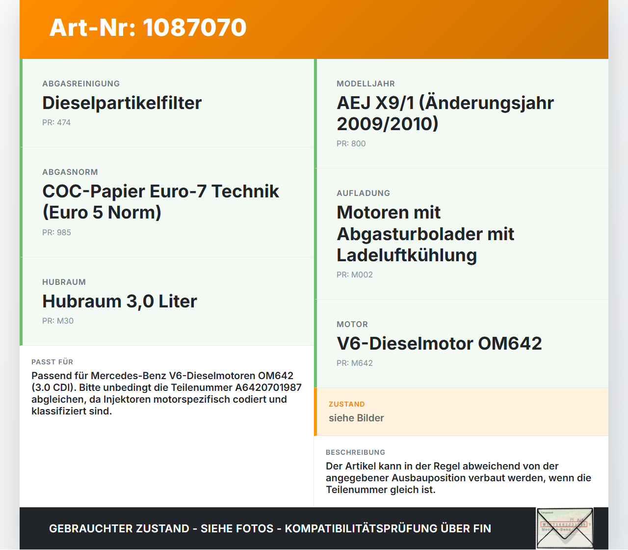 Mercedes C219 CLS 350 08-10 CDI 3,0 165KW Injektor Einspritzdüse Rail Zyl.3 Mercedes C219 CLS 350 08-10 07.12.2010... Vorschau 3